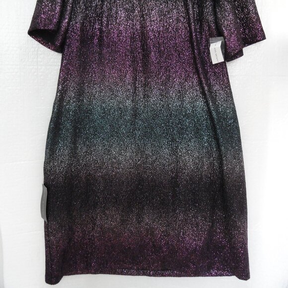 Lane Bryant Purple Blue Ombré Pockets Metallic Midi Sheath Dress Size 14 / 16 - Picture 3 of 13